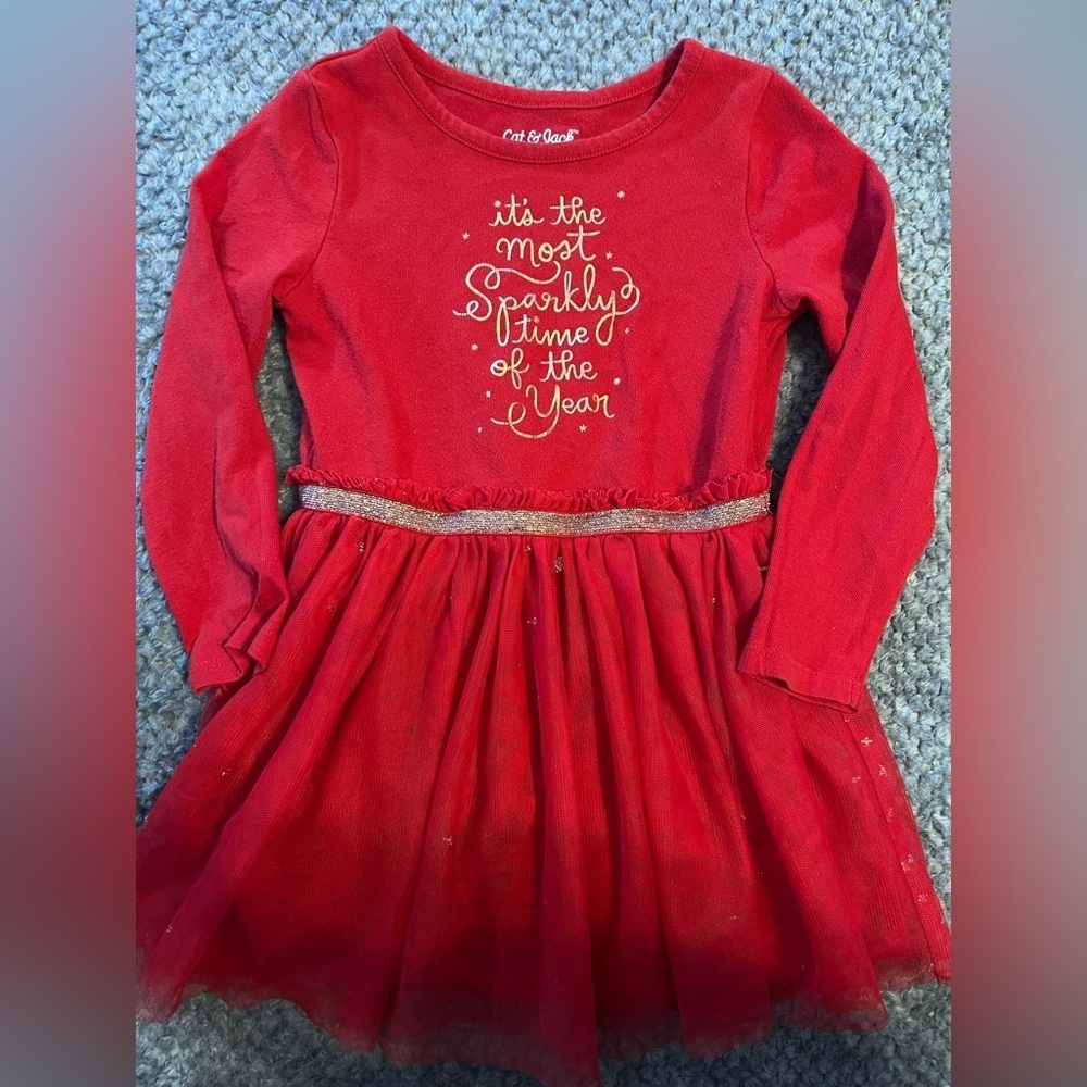 Cat & Jack Red Dress with Gold Accents